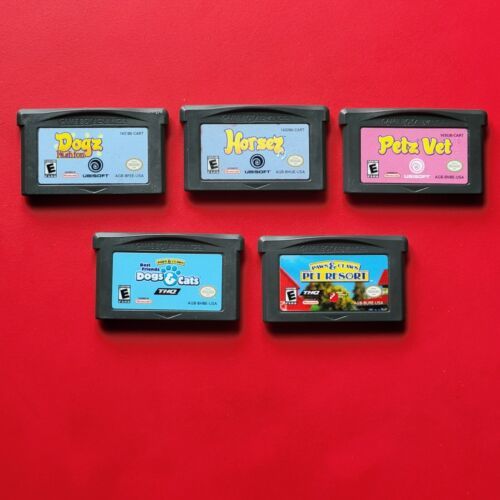 Primary image for Cats Dogz Horsez Petz Vet Paws Claws Game Boy Advance Lot 5 Pets Games Authentic