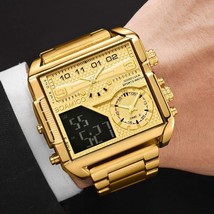 2021 Top Brand Luxury Fashion Men Watches Gold Stainless Steel Sport Square - £40.95 GBP+