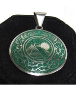 Taxco 925 Sterling Silver Inlay Green Malachite Pyramid Pendant 11.8g Me... - $40.63 CAD
