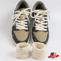 Linen Cotton Round Shoelaces, 7mm Thick, 100-180cm, Sneakers &amp; Boots, 1 Pair - £12.16 GBP+