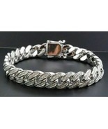 15Ct Lab Created Diamond Mens Miami Cuban Link 8&quot; Bracelet 14k White Gol... - £384.51 GBP