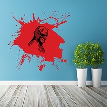 (55&#39;&#39; x 53&#39;&#39;) Vinyl Wall Decal Scary Devil Mask Hero with Horns / Bloody Face in - £71.39 GBP