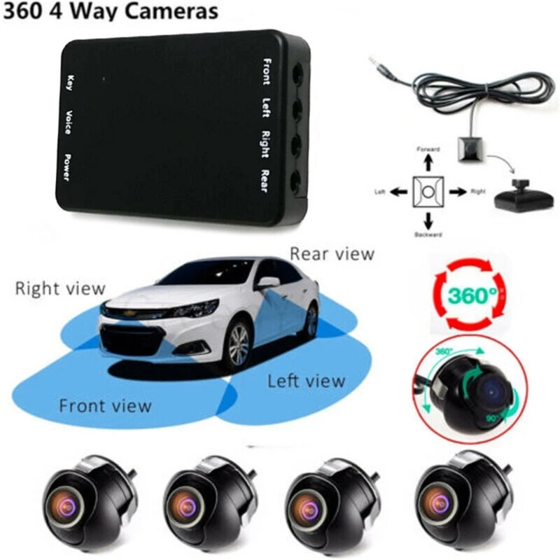 Parking Panoramic View Rearview 4 Way Reversing Camera Control Box System 360 - £51.50 GBP