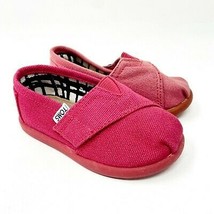 Toms Classics Fushia Tiny Size 5 Toddler Slip On Casual Canvas Flat Shoes - £7.86 GBP