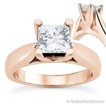 Square Brilliant Cut Moissanite 14k Rose Gold 4-Prong Solitaire Engagement Ring - £427.56 GBP+