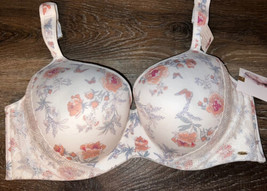 Jessica Simpson ~ Women&#39;s Full Figure Bra Underwire Padded Floral White ~ 38D - £19.37 GBP