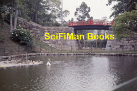 Vintage Slide Japan Shrine Temple Park Pond White Swan Bridge Man Fashion 1970 - £2.36 GBP