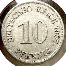 1907 E Germany 10 Pfennig Coin - A0024 - $8.90