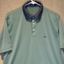 Southern Marsh Mens Medium Blue Teal Stripe Stretch Performance Golf Polo Shirt - £16.43 GBP