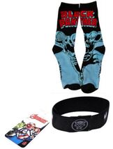 Marvel Buckle Down Black Panther Elastic Wristband Bracelet + 1 Pair Soc... - $9.89