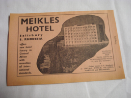 1960 Two sided Southern Rhodesia, Africa Ad Meikles Hotel &amp; Hotel Cecil - $8.99