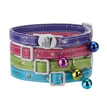 MPP Sparkle Paw Print Cat Collars Faux Leather Design Jingle Bell Buckle... - $11.30+