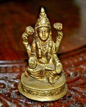 Vintage Bronze Lakshmi Goddess  Statue Hindu Figurine Idol - $59.30