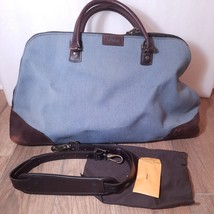 Vintage Hartmann LARGE blue Tweed leather Carry-On Overnight Luggage Tot... - $175.00