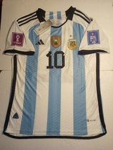 Lionel Messi Argentina 2022 World Cup Qatar Match Slim Fit Home Soccer Jersey - £88.47 GBP