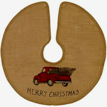 Merry Christmas Red Truck burlap Tree Skirt - SALE - $20.00