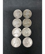 Lot Of 8 - 1942 To 1945 Wartime 35% Silver Jefferson Nickels US Coins  - $26.94 CAD
