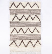 Rug Moroccan Beni Ourain Brown Small Rug Berber Azilal Vintage Handmade Bath Rug - £74.38 GBP