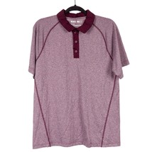 MSX Polo Shirt M Mens Heathered Burgundy Classic Short Sleeve Purple Color Block - £12.54 GBP