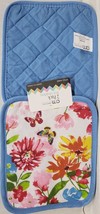 Set Of 2 Same Printed Jumbo Pot Holders(7&quot;x8&quot;) Colorful Flowers &amp; Butterflies,Am - £7.15 GBP