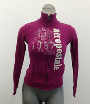 Aeropostale Women&#39;s X Small Spellout Long Sleeve Purple Full Zipper Swea... - $12.76