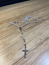 Vintage White Beaded Rosary Roma Italy Cross Crucifix Christianity Catho... - $14.85