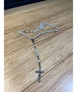 Vintage White Beaded Rosary Roma Italy Cross Crucifix Christianity Catho... - $20.37 CAD
