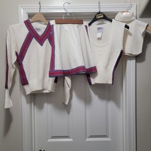 Vintage 80s 4 Piece Cheerleading Outfit White Red Blue Juniors / Womens ... - £141.43 GBP