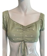 Princess Polly Crop Top Green White Polka Dot Size Small NEW Day Dreamer - £11.88 GBP