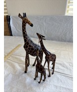 LOT OF 3 VINTAGE WOOD HAND-CRAFTED GIRAFFE Statues Figurines 12” 9” 6” W... - $41.61 CAD