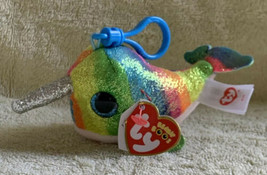 2018 TY Beanie Boos NORI Narwhal Rainbow Glitter Key Bag Backpack Clip N... - $9.99