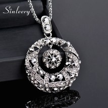 SINLEERY Yellow Gold Color Big Round Circle Long Pendant Necklaces For Women Cub - £13.23 GBP