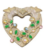 Vintage Kerissa Heart Shaped Angels Brooch Flowers Multicolor Rhinestone... - £14.41 GBP