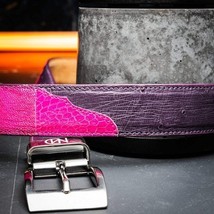 Alessio Genuine Ostrich & Ostrich Leg Exotic BeltPink / Purple image 8