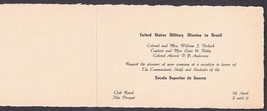 U.S. Military Mission to Brazil Reception Invitation for School of War 1949 - £10.02 GBP