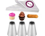 Churro Bags And Tips Set,3 French Star Piping Tips For Eclairs &amp; 20 Disp... - £18.97 GBP