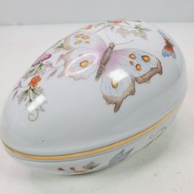 Vintage 1979 Avon 22K Gold Trim Butterfly Egg Trinket Box 5.5x3.5x3.5 Inch - $17.51