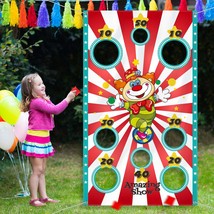 Carnival Clown Toss Game Banner With 3 Bean Bags For Kids And Adults In Carnival - £23.69 GBP