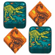 Dinosaur Party Supplies - Dino Dig Fossil Skeleton Paper Dinner Plates and Lunch - £14.58 GBP