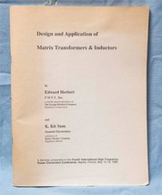 Diseño Y Aplicación De Matriz Transformers &amp; Inductores 1989 Edward Herb... - £48.64 GBP
