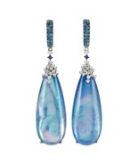 14k White Gold Crystal Topped Abalone Drop Earrings with Dia and Sapp Ac... - $4,533.47