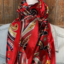 Red Hippie Paisley Printed Western Southwestern Wild Rag Scarf Accent - £19.46 GBP