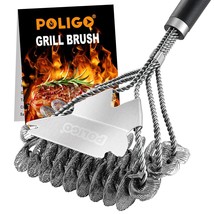 Bbq Grill Cleaning Brush Bristle Free &amp; Scraper - Triple Helix Design Barbecue C - £13.42 GBP