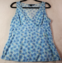 Boden Tank Top Womens Size 14 Blue Floral 100% Cotton Sleeveless V Neck Side Zip - £14.08 GBP