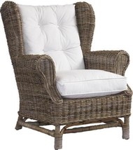 Wing Chair Padmas Plantation Clear Coating Soft Gray White Rattan Frame Kubu - $2,779.00
