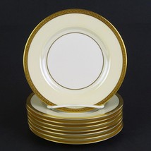 Theodore Haviland Milford Bread Plates Set 8, Vintage Gold Encrusted Rim 6 1/2&quot; - £39.91 GBP