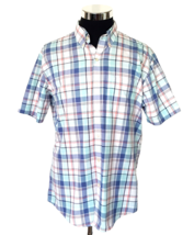 Van Heusen Shirt Men&#39;s Size Large 16-16.5 Pastel Plaid Button Front Clas... - £9.60 GBP