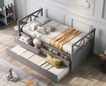 Twin Size Daybed With Storage Drawers And Trundle, Wood Twin Captains Be... - $471.99