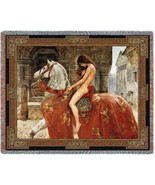 72x54 LADY GODIVA Woman On Horse Medieval Tapestry Throw Blanket - £49.61 GBP