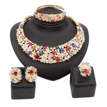 Women Party Bridal Fine Colorful Rhinestone African Beads Jewelry Sets For Weddi - £27.25 GBP